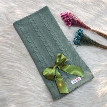 Imagem de Manta Bebe Trico Laço Removível Trança Maternidade Tricot - Mimo da Ce