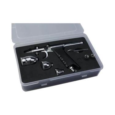 Imagem de Kit De Aerógrafo De Dupla Ação 0.5mm Com 2 Copos De Tinta De 5 E 13cc 