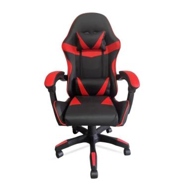 Imagem de Cadeira Gamer Canvas Prizi em Couro Sintético com Encosto Reclinável Até 135 graus  e Apoio para Pés Integrado Vermelha