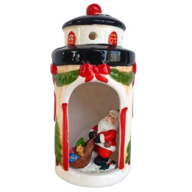 Imagem de Lanterna Natalina Papai Noel 20cm Led Pisca Cerâmica - Rio Master