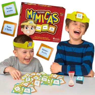 Imagem de Jogo Fazendo Mímicas Infantil Educativo com 216 Cartas Ampulheta e Cintas Brincadeira de Adivinhação para 2 a 4 Jogadores