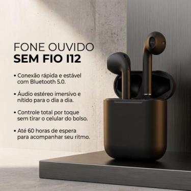 Imagem de Fone de Ouvido I12 Bluetooth Sem Fio TWS com Microfone e Autonomia de 