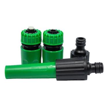Imagem de Kit Mangueira 4 Peças Engate Rápido com Bico para Torneira e Esguicho Repto em Plástico ABS e PP Dtools