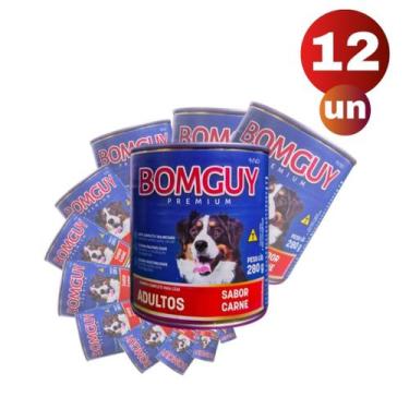 Imagem de Kit 12 Bomguy Premium Patê Sabor Carne Ração Úmida para Cães Adultos 2