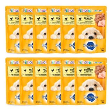 Imagem de Kit 12 Ração Úmida para Cachorro Pedigree Filhote Sabor Frango ao Molh