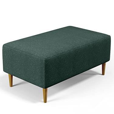 Imagem de Puff Decorativo Sala de Estar Cléo W01 Pés Palito 90 cm Linho Verde Musgo - Lyam Decor