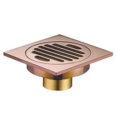 Imagem de Lat?o fosco Preto Quadrado Estilo rolse ouro Escorredor de piso ouro Ralo de res¨ªduos Banheiro de n¨ªquel escovado Ralo de chuveiro, ouro rosa
