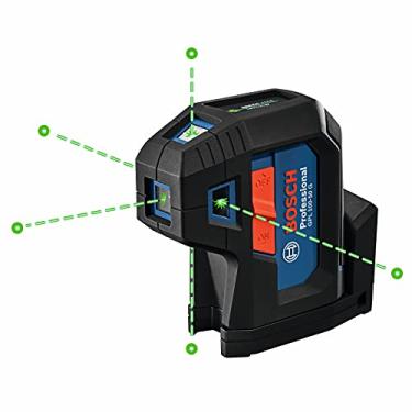Imagem de Bosch GPL100-50G 38 m 5 pontos de alinhamento de pontos nível laser 360 com suporte magnético integrado, resistente para layout e encanamento, inclui baterias e capa rígida, verde/vermelho