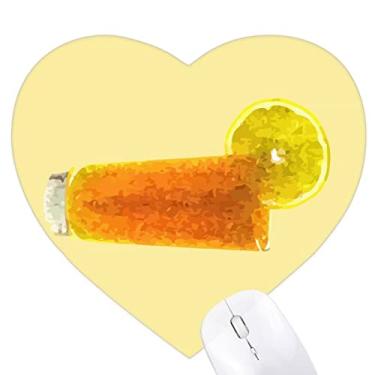 Imagem de Mousepad de coração em forma granular de suco de laranja limão tapete de borracha para escritório