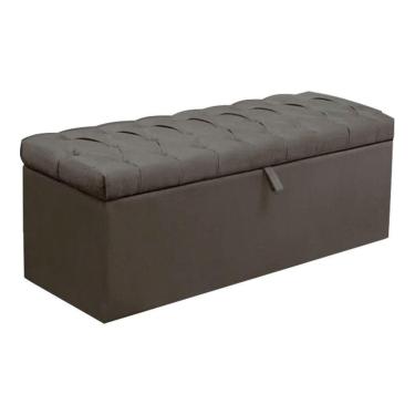 Imagem de Calçadeira Baú Queen Paris 160cm Suede Cinza