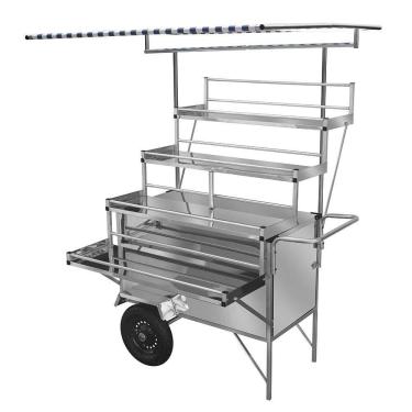 Imagem de Carrinho Expositor Cefaz Inox Rodas Pneumáticas e Toldo LEX26P/T