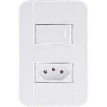 Imagem de Conjunto 4x2 com 1 Interruptor Simples 10 A 250 V e 1 Tomada 2P+T 10 A 250 V Tramontina Tablet Branco Tramontina