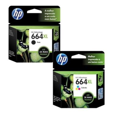 Imagem de Kit de cartucho originais 664 XL black e color