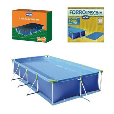 Imagem de Kit Piscina Premium 5000 Litros Estruturada + Capa + Forro - Mor