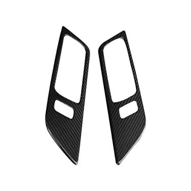 Imagem de FINMOKAL Tampa de acabamento do painel da maçaneta da porta para Ford Mustang 2014-2018 fibra de carbono seca 2 peças