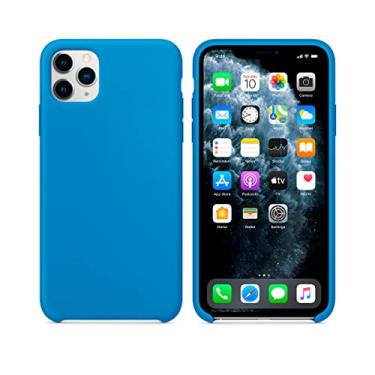 Imagem de Capinha Colorida Compatível Com iPhone 11 Pro Max Vermelha ,Preta, Laranja, Amarela, Azul, Rosa, Pink, Branca, Lilás, Marrom, Verde, Roxo, Case Slim Flexível Aveludada Com 3 Camadas De Proteção PREMIUM ONYK (AZUL CLARO)