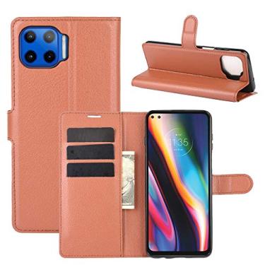 Imagem de YUNCHAO Caixa de telefone Para Motorola Moto G 5G Plus Litchi Texture Capa Protetora Horizontal Flip com Suporte e Slots de Cartão e Carteira capa para celular