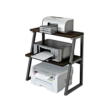 Imagem de Suporte de impressora de mesa Suporte de impressora de mesa Rack de armazenamento de várias camadas Estante de livros Suporte de documentos Impressora de armazenamento de escritório em casa Scanner de fax (MDF+Tubo de aço carbono) Suporte de impressora para mesa (Cor: B)