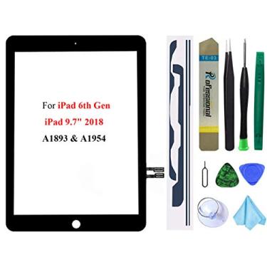 Imagem de Digitalizador de tela sensível ao toque preto para iPad 6ª geração – iPad 9,7" 2018 substituição de vidro frontal (sem botão Home, não inclui LCD) + adesivo pré-instalado + kit de reparo de ferramentas (A1893 e A1954)