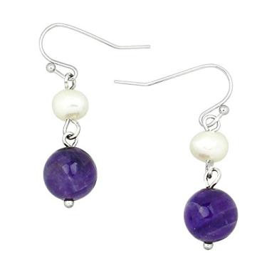 Imagem de Brinco de pedra natural redonda Falari 10 mm Mother of Pearl de r dio altamente polido