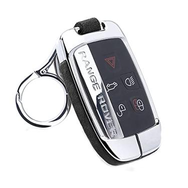 Imagem de CSHU Capa de silicone para chave do carro capa chaveiro com anel de chaveiro, adequado para Land Rover Range Rover Sport Evoque Freelander 2 Jaguar XE XJ XJL XF C-X16 V12,1 Preto