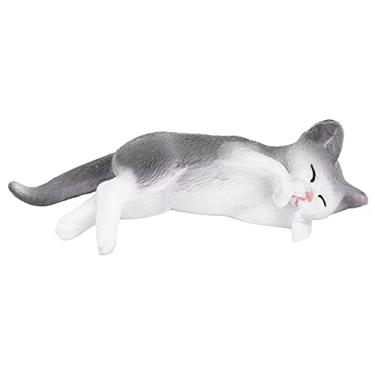 Imagem de Estatueta de gato, coleção de animais Playset vívido em miniatura para crianças para acessórios de fotografia para presente de aniversário para crianças