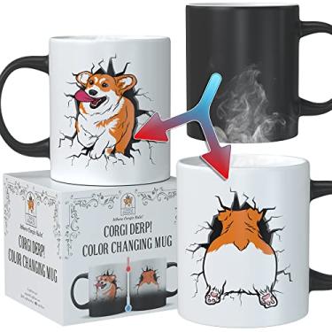 Imagem de Corgi Derp! Caneca que muda de cor | Presentes Corgi para amantes de Corgi | Caneca Corgi | Presentes Corgi | Caneca de café Corgi
