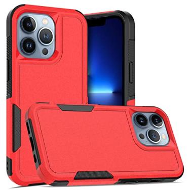 Imagem de Capa para iPhone 14/14 Pro/14 Plus/14 Pro Max, capa militar de policarbonato e TPU à prova de choque com proteção premium resistente à prova de quedas, vermelha, 14 Pro Max 6,7 polegadas