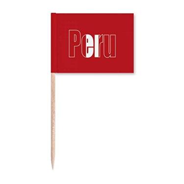 Imagem de Bandeira do país do Peru com nome Art Deco presente moda palito de dentes marcadores decoração de festa