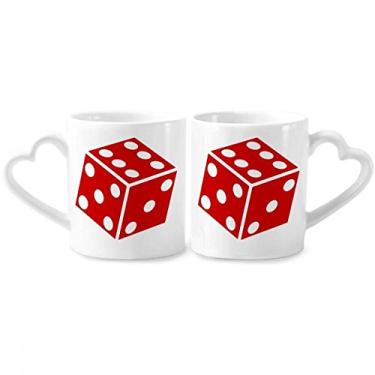 Imagem de Conjunto de canecas de porcelana cassino vermelho ilustração de dados cassino conjunto de canecas de cerâmica para amantes de coração