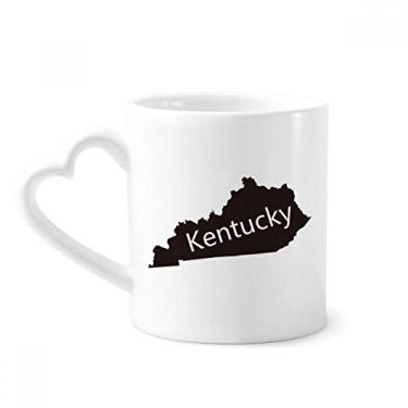 Imagem de Caneca de contorno do mapa dos EUA Kentucky America Caneca de café cerâmica copo de coração de vidro