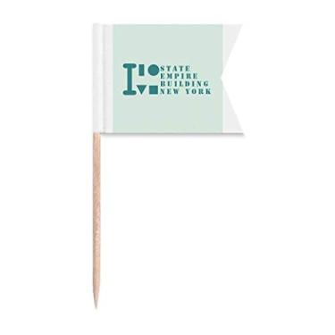 Imagem de Empire State Building New York – Bandeiras para palito de dente com marcação para bolo de festa, prato de queijo