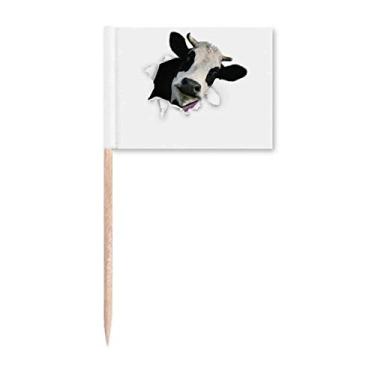 Imagem de Marcador de palito de dente de papel com vacas leiteiras com impacto quebrado para decoração de festa