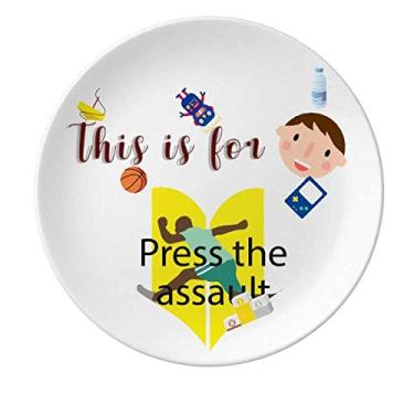 Imagem de Prato de porcelana Press The Assault Prato de jantar redondo masculino