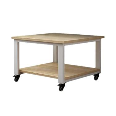 Imagem de Suporte de impressora móvel rack de impressora de carrinho prateleira móvel de escritório sob mesa de armazenamento dupla copiadora rack de armazenamento de áudio com impressora de mesa de roda Niversal (cor: latão, tamanho: 40x40x50cm)