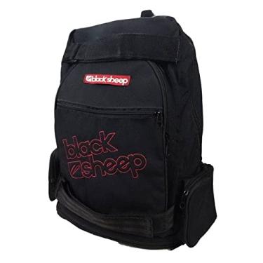 Imagem de Black Sheep Mochila de Skate Preta com Estampa Animal, Única, Macia, Acolchoada, Zíper, Nylon, Alças, Bolsos Laterais, Para Skate