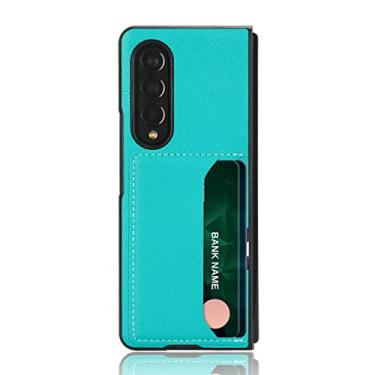 Imagem de Capa de suporte de cartão de couro ultrafina fina para Samsung Galaxy Z Fold 4 5G Fold3 Fold4 Fold 3 2 Fold2 Zfold4 Capa de telefone celular, verde, para Samsung Z Fold 3
