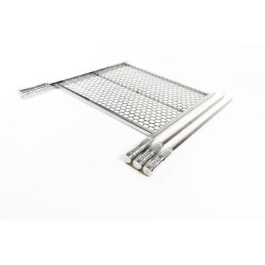 Imagem de Grelha Moeda Churrasco Inox Mais 2 Espetos Espada 50x50