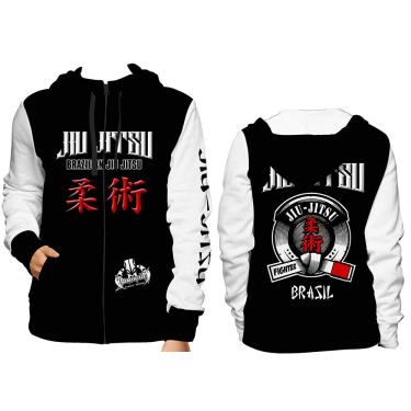 Imagem de Casaco Moleton Jiu Jitsu Com Capuz - Preto/Branco - 5025 - G