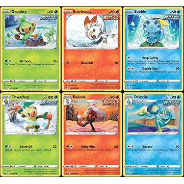 Imagem de Chilling Reign - Grookey Scorbunny Sobble - Thwackey Raboot Drizzle - Pokemon Evolution Lot - Galar Starter