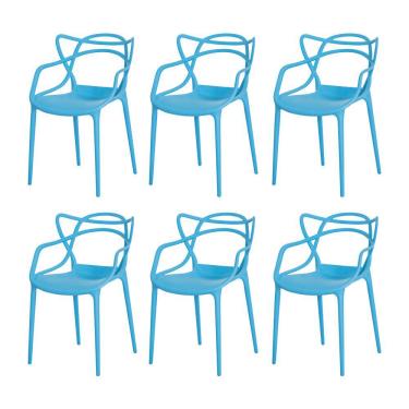 Imagem de Kit 6 Cadeiras Allegra Azul Sala Cozinha Jantar