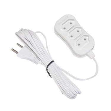 Imagem de Extensão elétrica 5 metros 3 tomadas bivolt branco Force Line Forceline