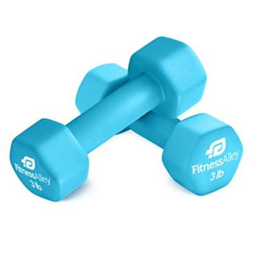 Imagem de Fitness Alley Conjunto de 2 halteres de treino revestidos de neoprene de 1,3 kg – Anti Roll, Antiderrapante com Aderência Suave Fitness & Exercício Halteres – Pesos de Mão em Forma de Hexágono para