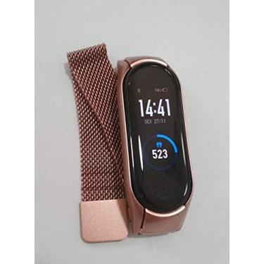 Imagem de Pulseira Metal Aço Magnética Para Mi Band 5 - Bella Net (Rosa)
