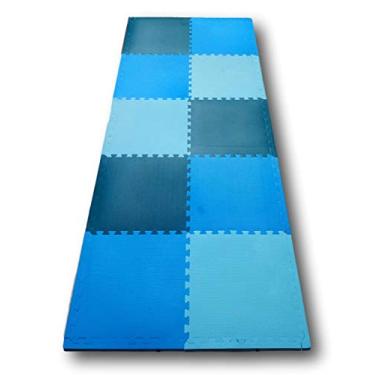 Imagem de Kit 12 Tatames Eva Tons De Azul Infantil Meninos 50x50x2cm 20mm