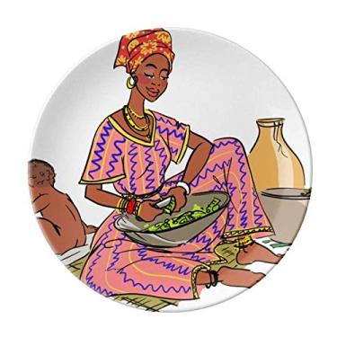 Imagem de Black Women Totems Infantil, Prato Aborígene Africano, Prato Decorativo de Porcelana, Prato de Jantar