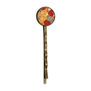 Imagem de Estilo chinês japonês com estampa de flores asiáticas retrô de metal para cabelo Bobby Pin Headwear