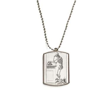 Imagem de DIYthinker Colar para animais de estimação com pingente de corrente de aço inoxidável com padrão de corpo humano de esqueleto decorativo