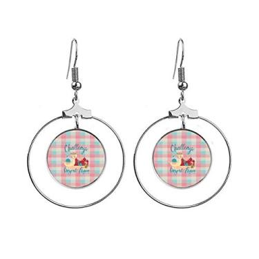 Imagem de Castelo de pássaro de camelo vermelho e azul quadrado brincos pendentes joia círculo gota