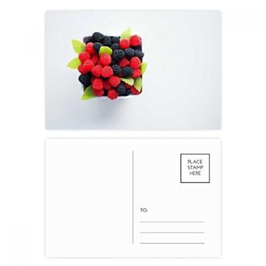 Imagem de Conjunto de cartão postal com foto de frutas vermelhas temperadas, cartão de felicitações de aniversário